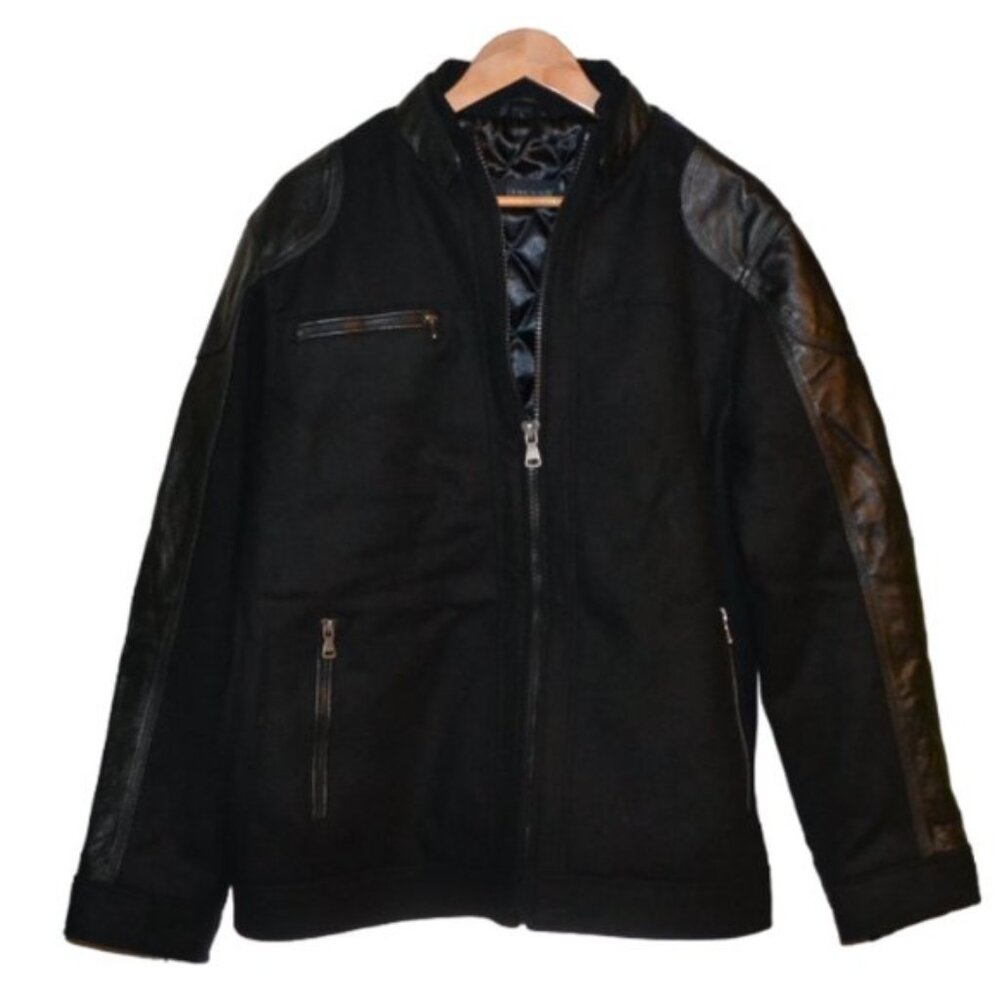 Burke's Bay Men's Genuine Leather Sleeve Varsity Jacket New With Tags  L